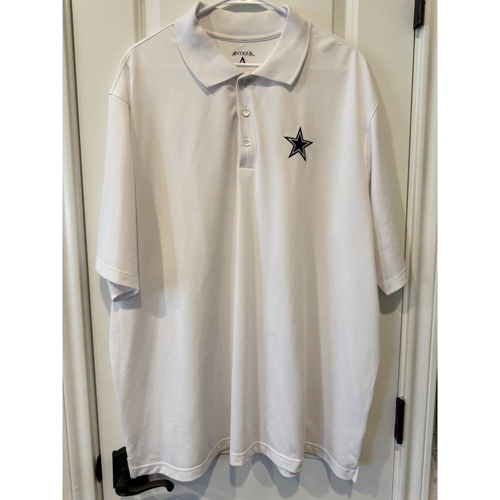 Antigua Men's XXL White Polo Shirt Dallas Cowboys Star Logo Golf Casual